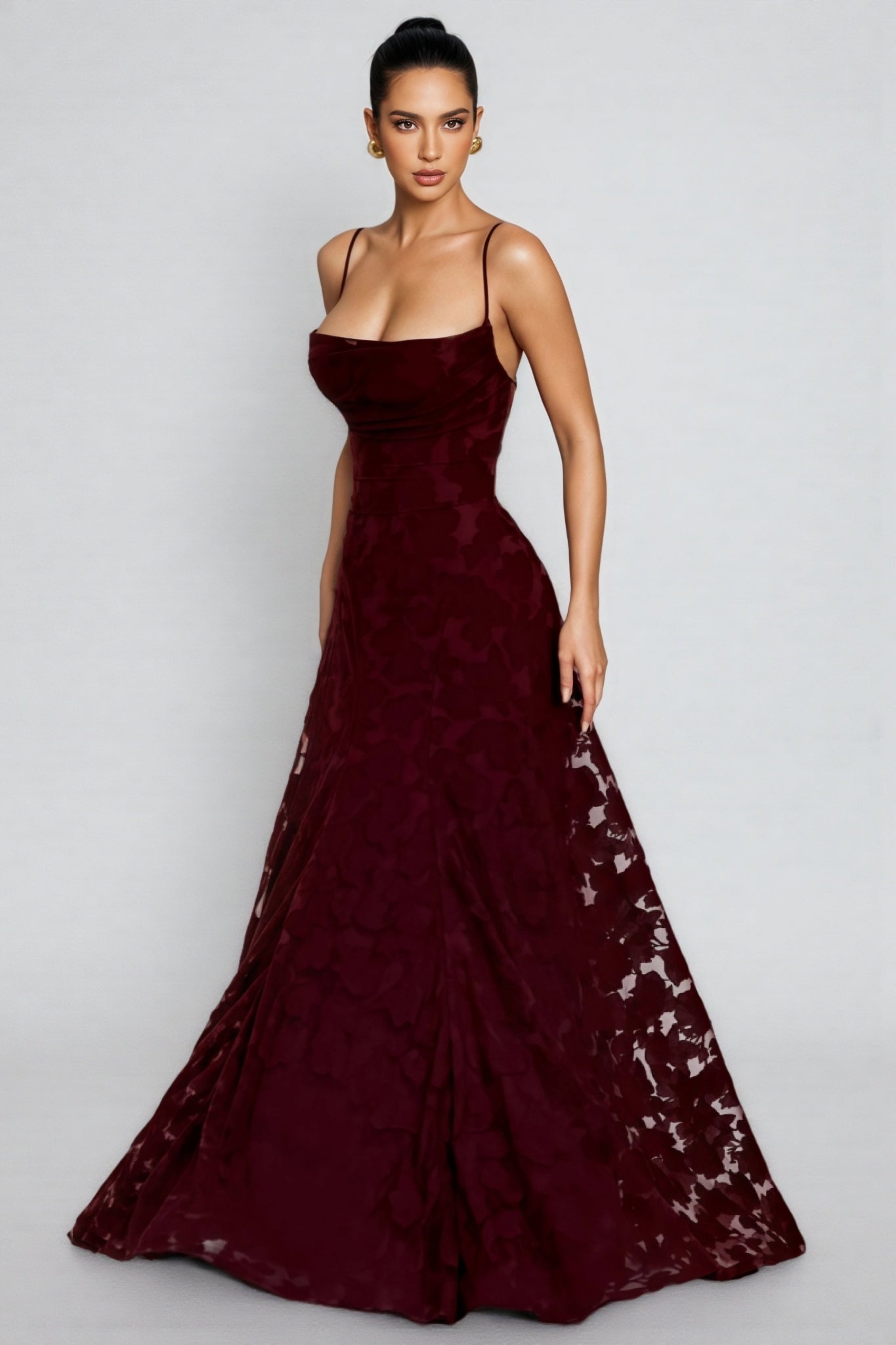 Liralk Red Strapless Mesh Maxi Dress - View 4