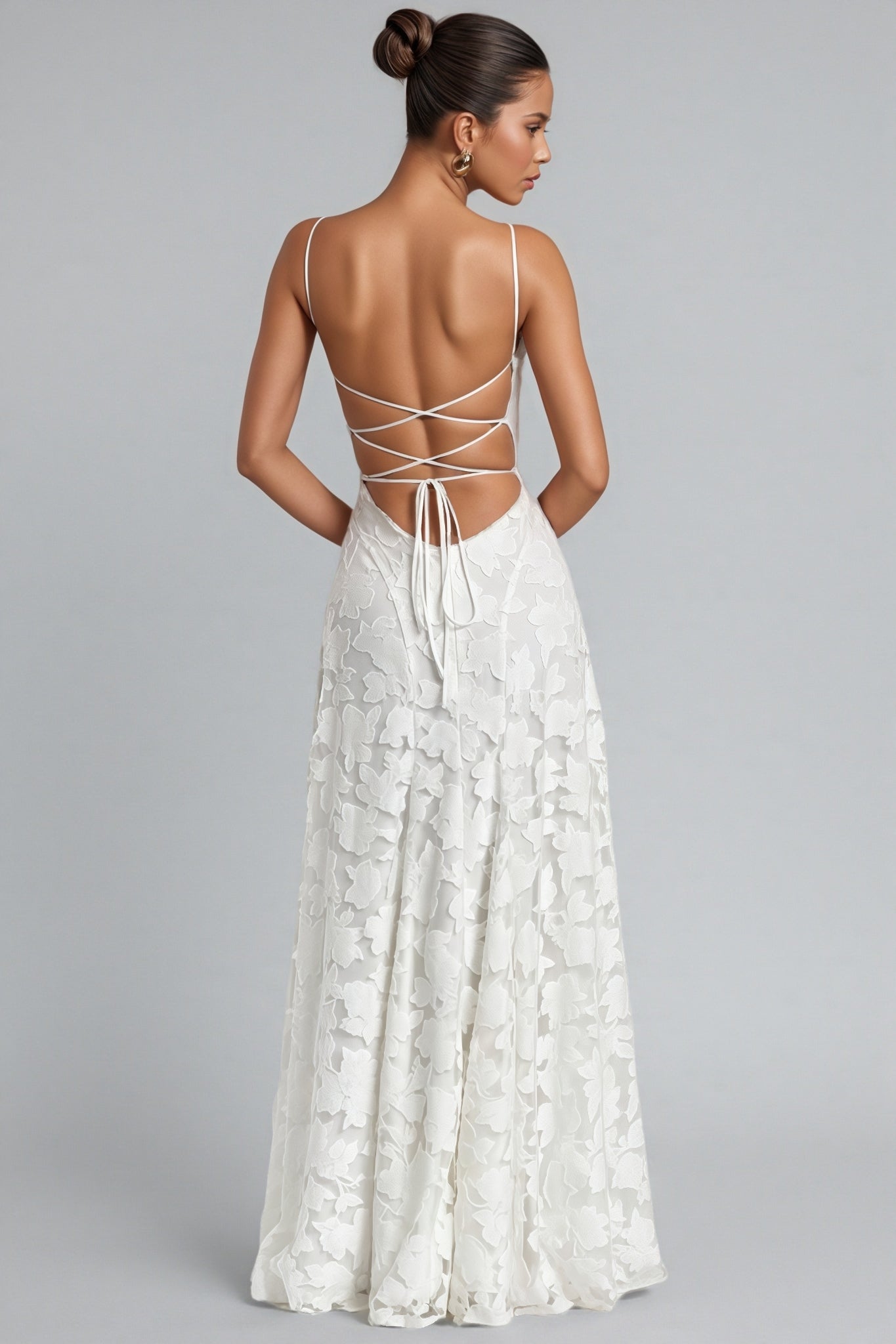 Mirarlt White Strapless Mesh Maxi Dress - View 3