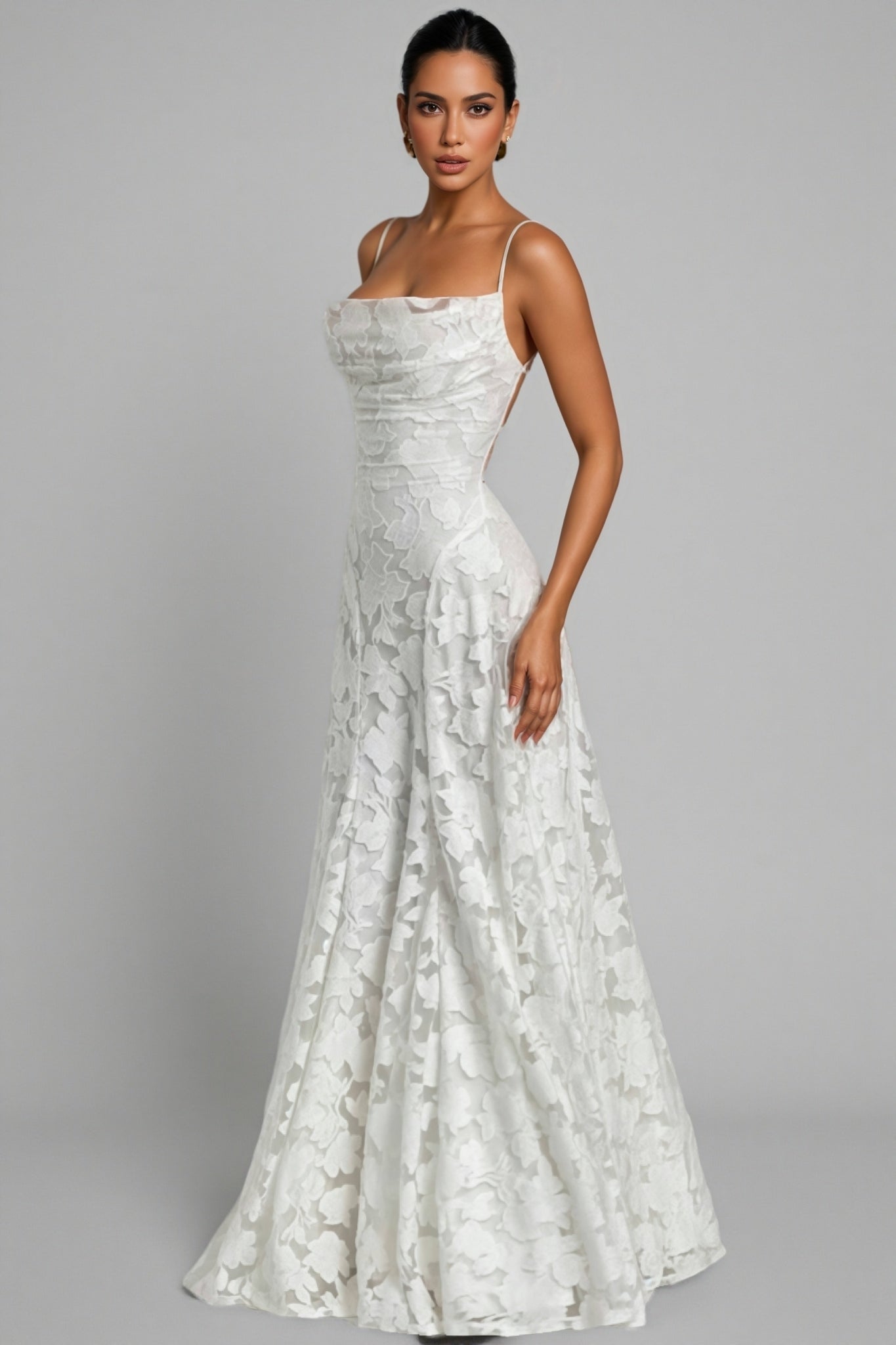 Mirarlt White Strapless Mesh Maxi Dress - View 2