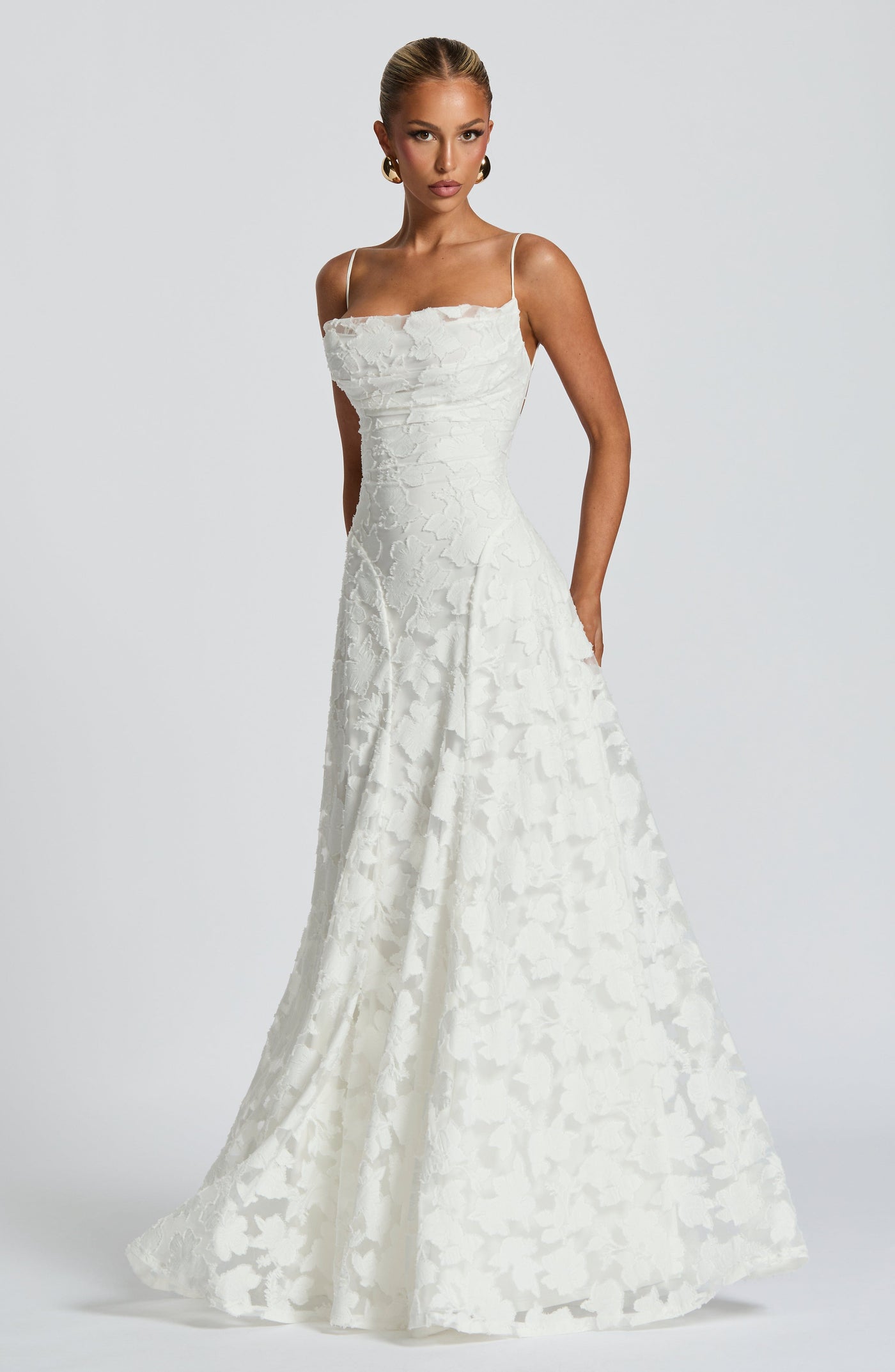 Floral Lace Spaghetti Strap Mermaid Maxi Gown Wedding 9