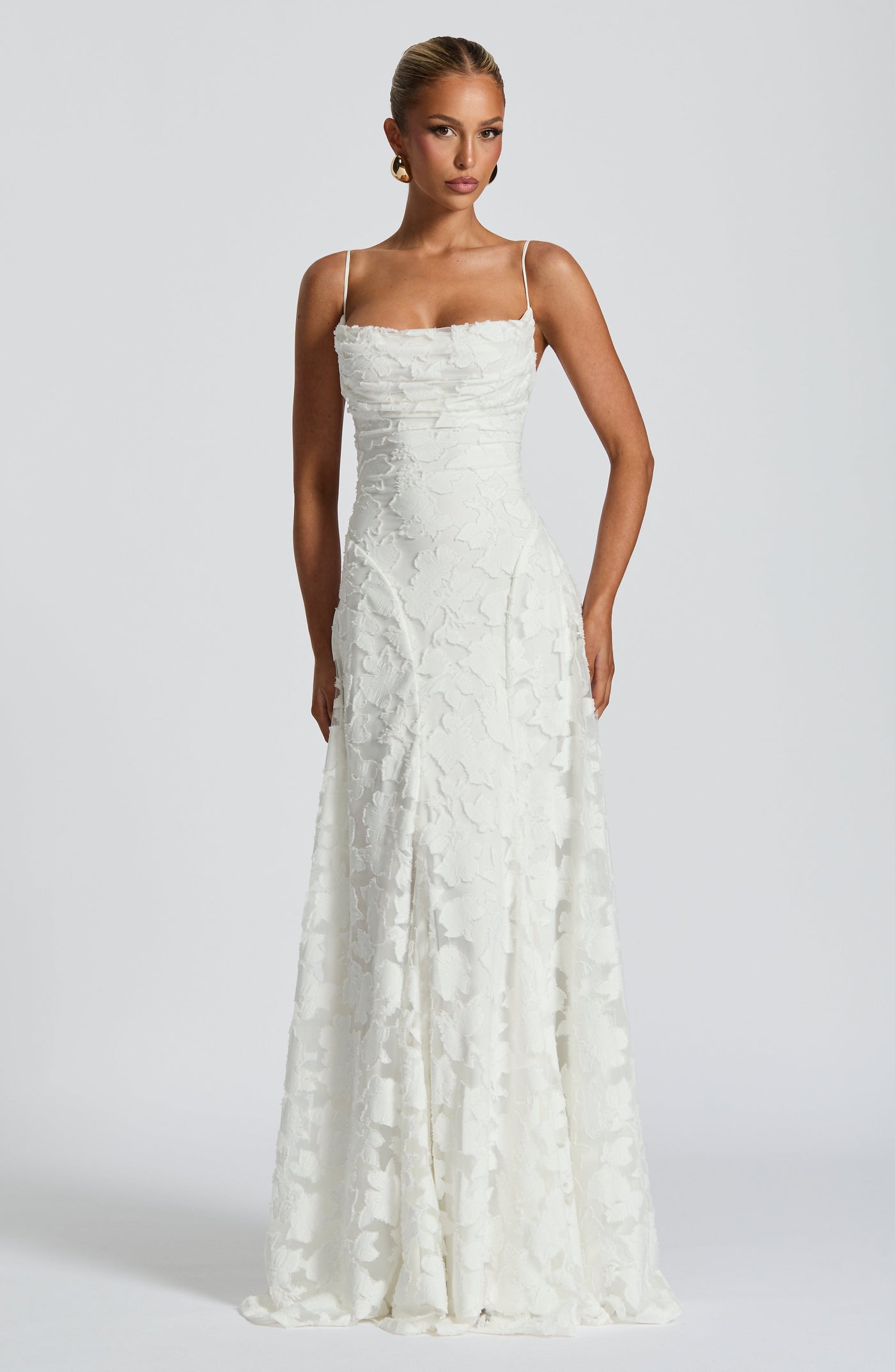 Floral Lace Spaghetti Strap Mermaid Maxi Gown Wedding 11
