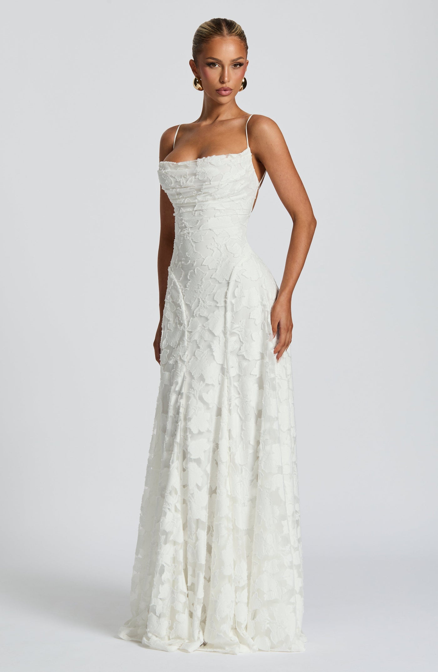 Floral Lace Spaghetti Strap Mermaid Maxi Gown Wedding 10