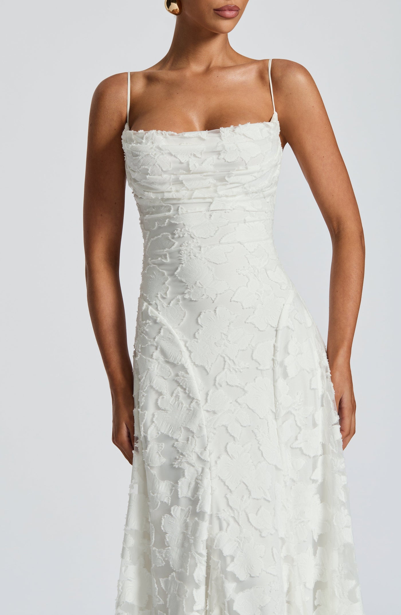 Floral Lace Spaghetti Strap Mermaid Maxi Gown Wedding 7