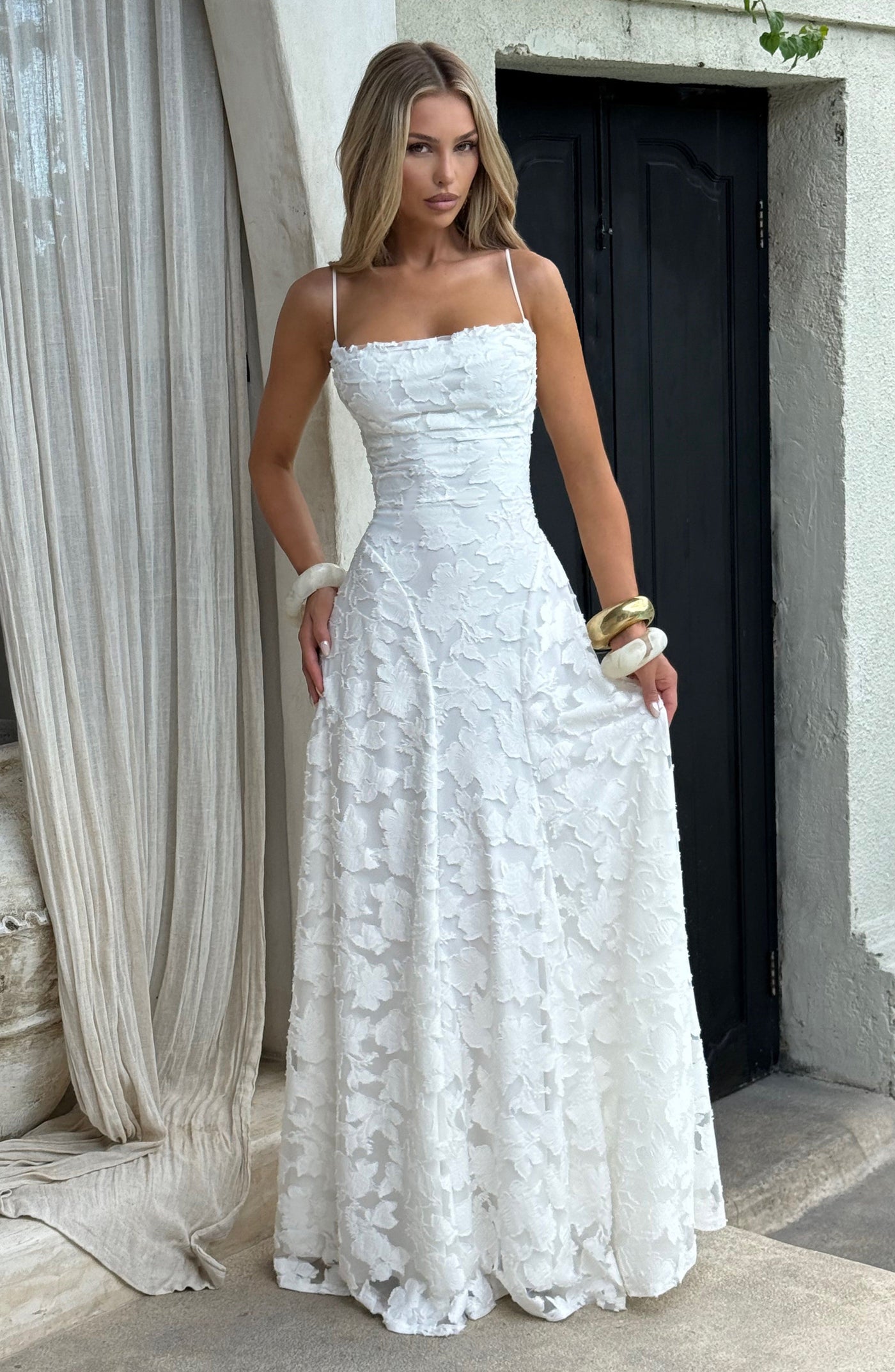 Floral Lace Spaghetti Strap Mermaid Maxi Gown Wedding 12