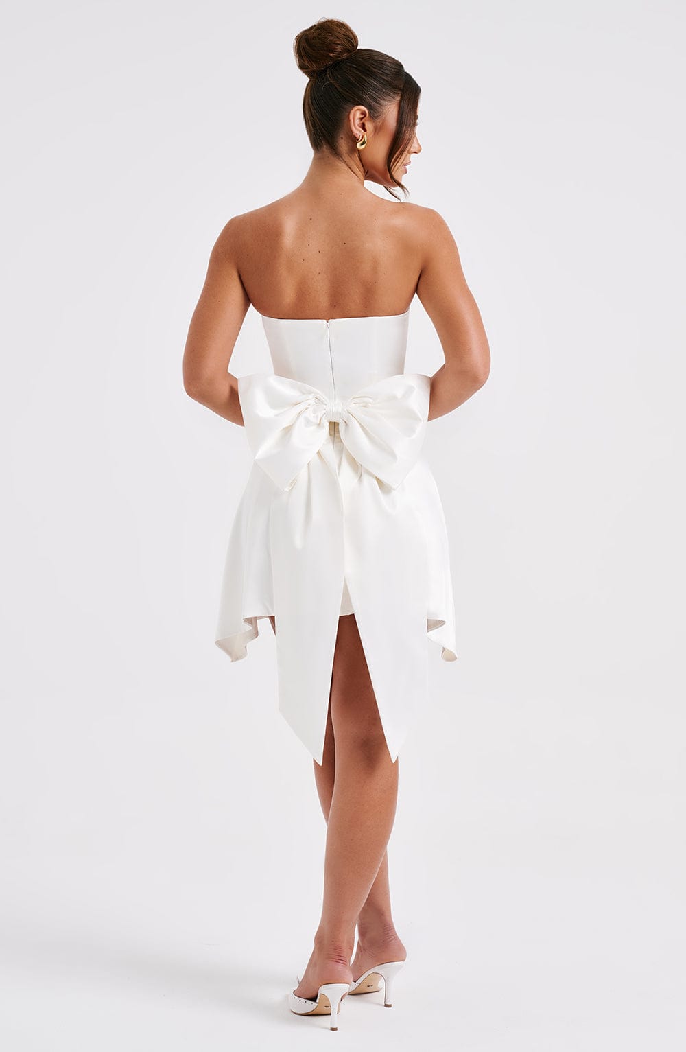 Satin Strapless Bow Back Fit and Flare Mini Dress 7