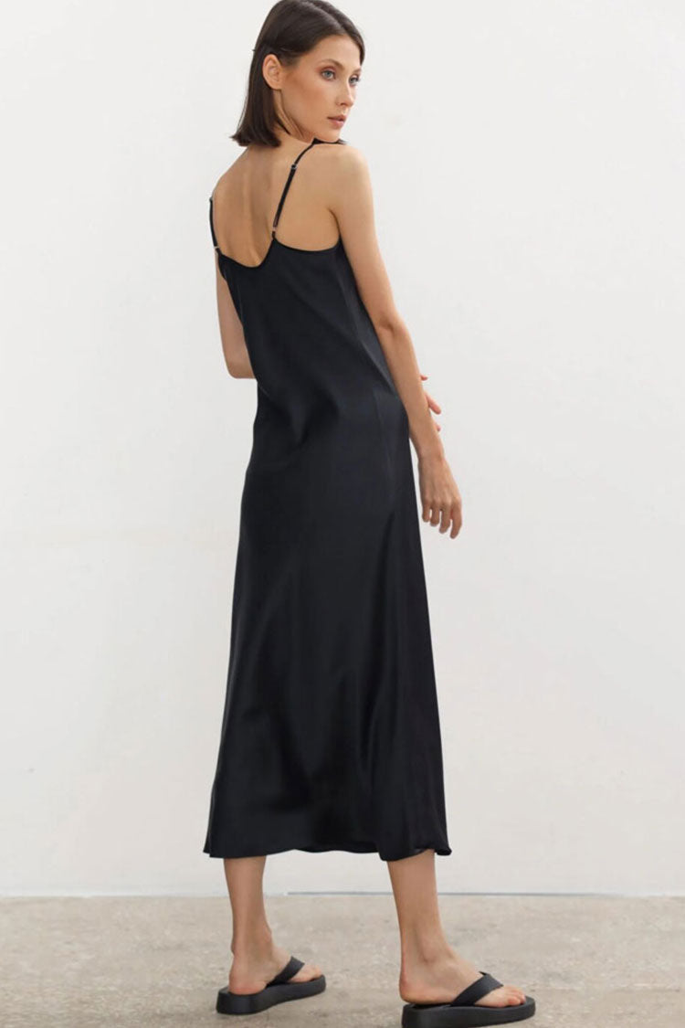 Satin V-Neck Maxi Dress