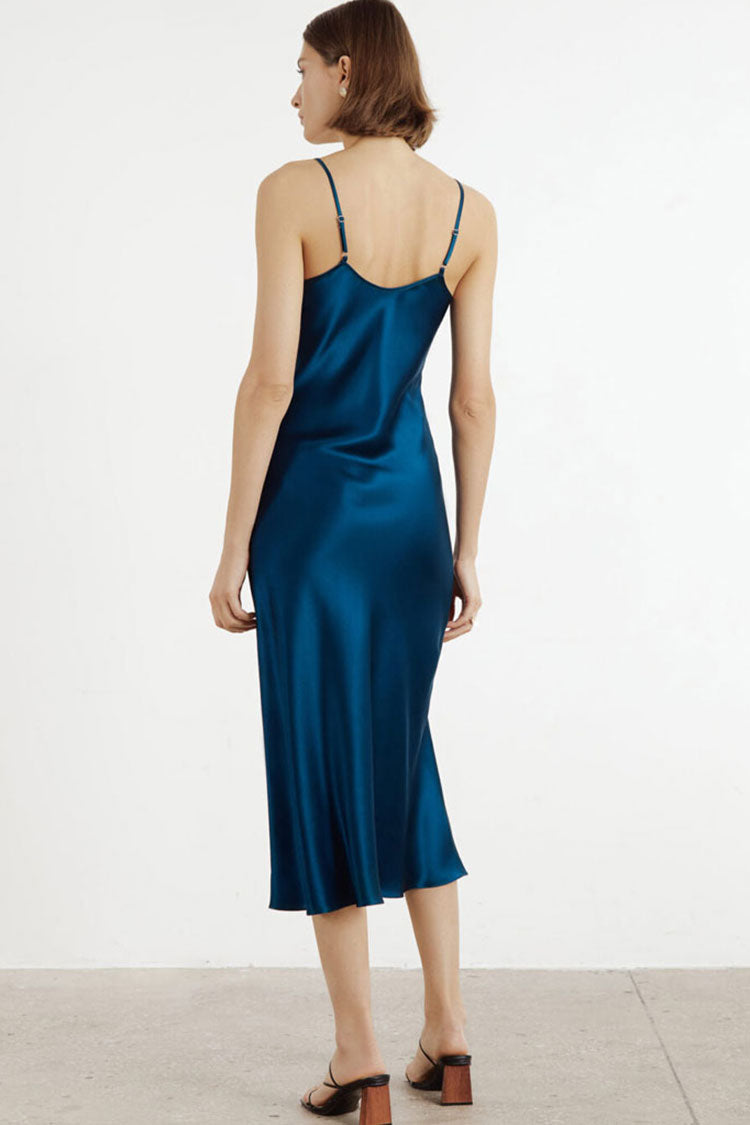 Satin V-Neck Maxi Dress