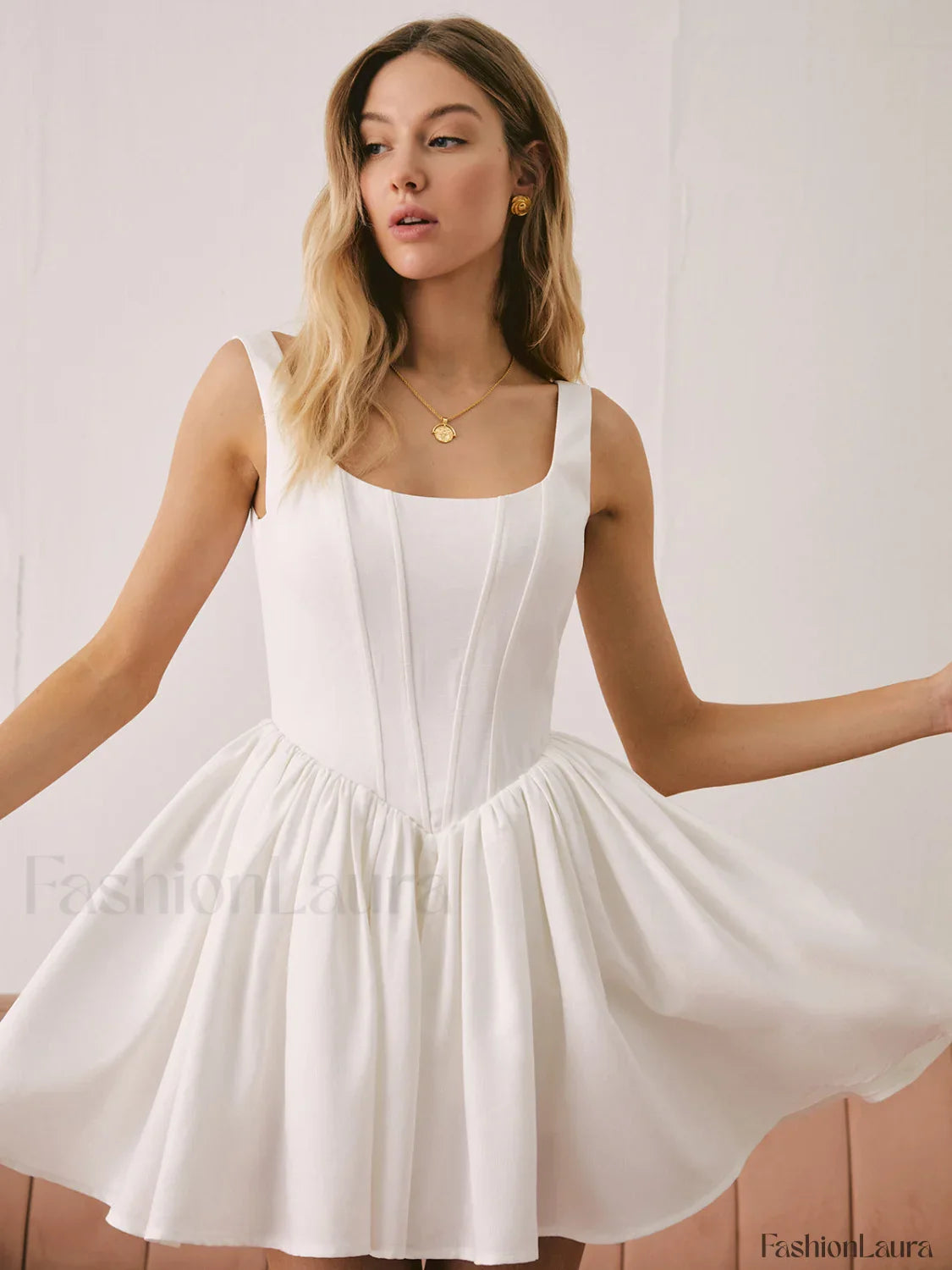 French Elegant Graceful Solid Short Dress