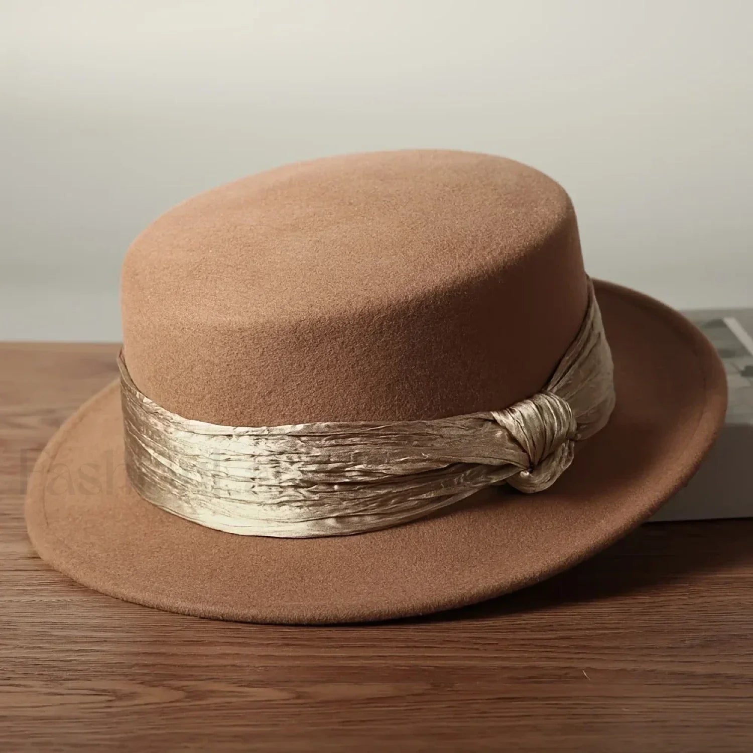 French Flat Top Woolen Fashionable Versatile British Retro Hat Khaki / One Size