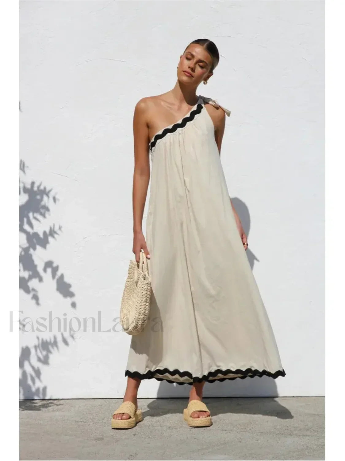 French Sloping-Shoulder Boho Dress