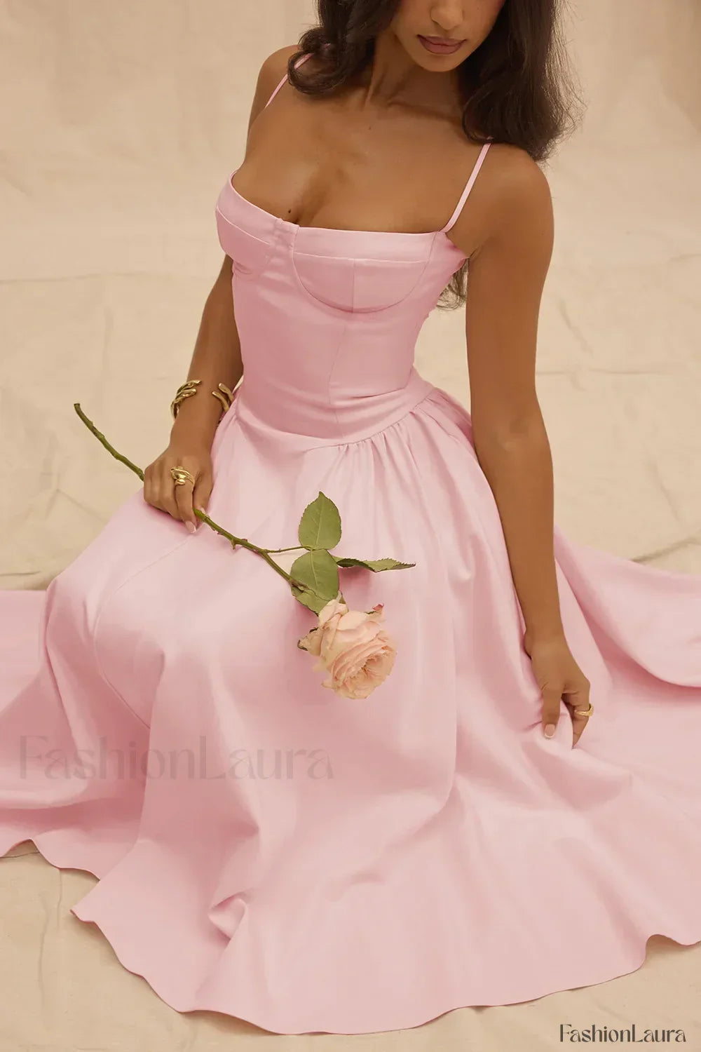 French Vintage Strap Midi Dress