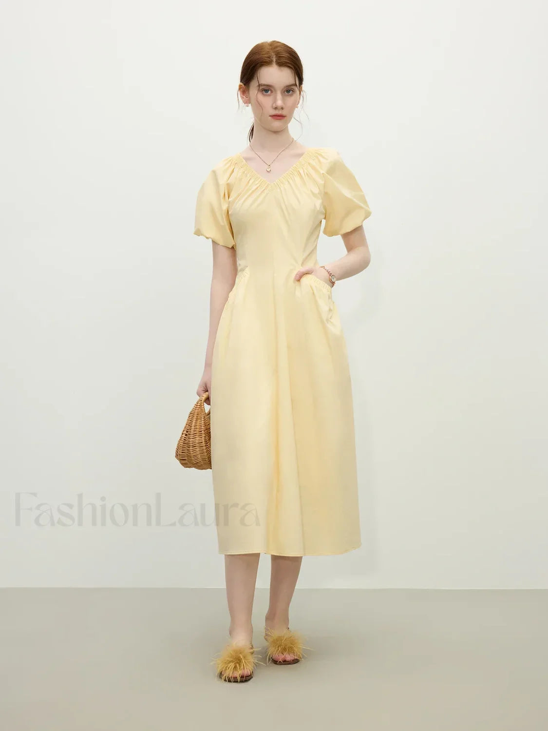 French Waist-Slim Midi Dress