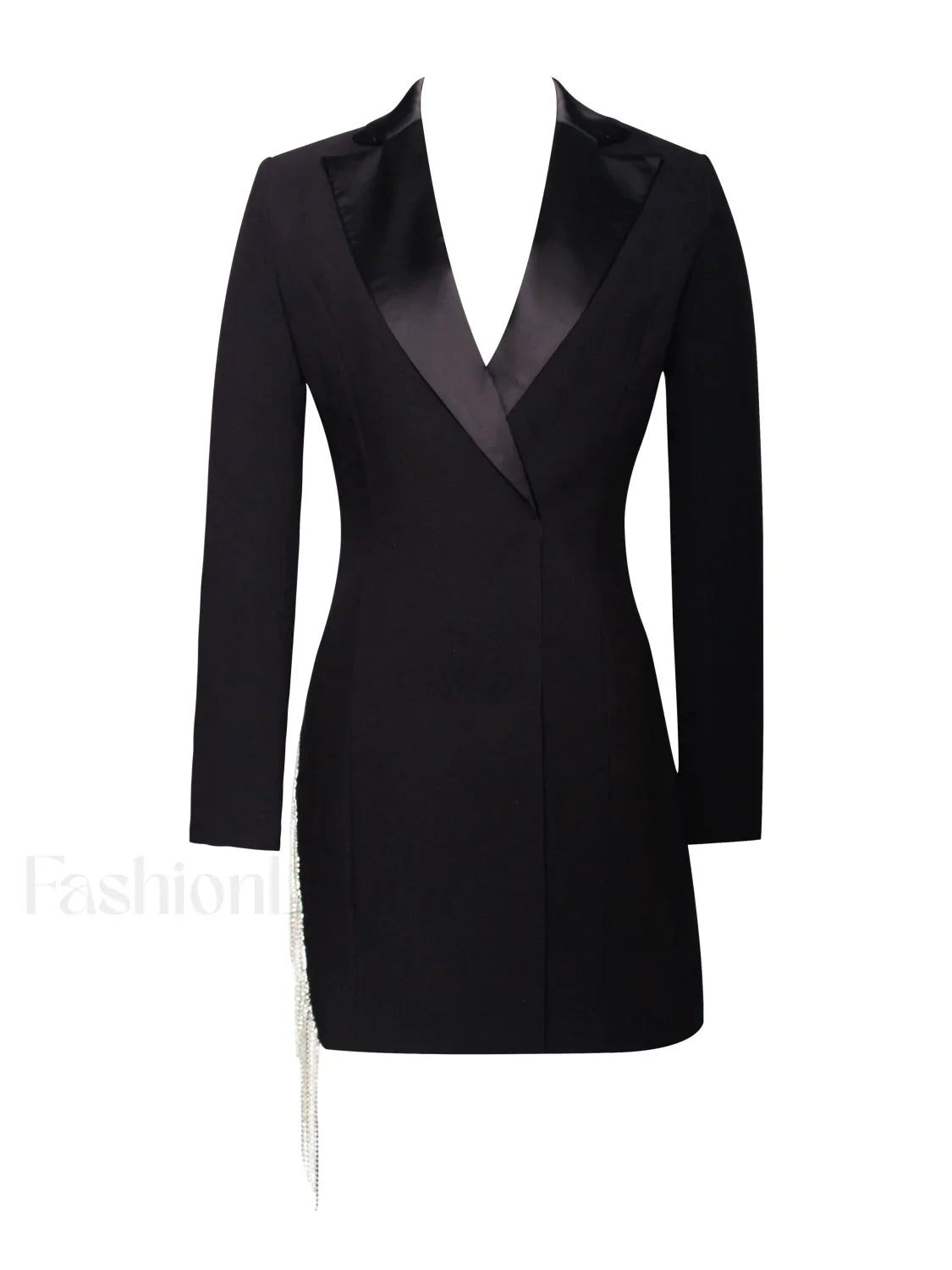 Freya Black Crystal Charming Fringe Blazer Dress