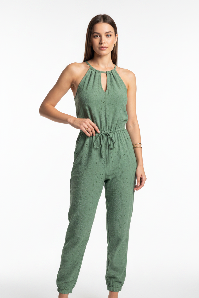 Elegant High-Waist Jumpsuit | Breathable Fabric & Flattering Fit