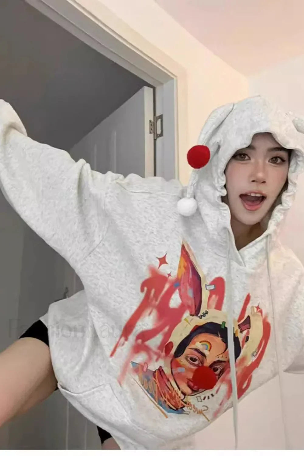 Fun Graphic Clown Print Hoodie