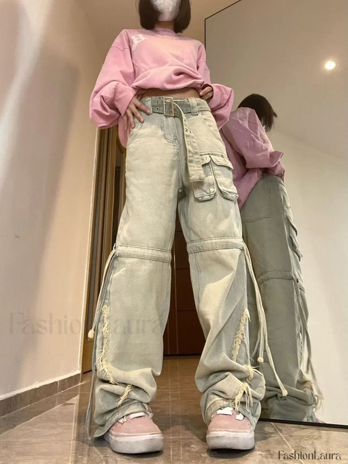 Function Pocket Graceful Boyfriend Cargo Jeans