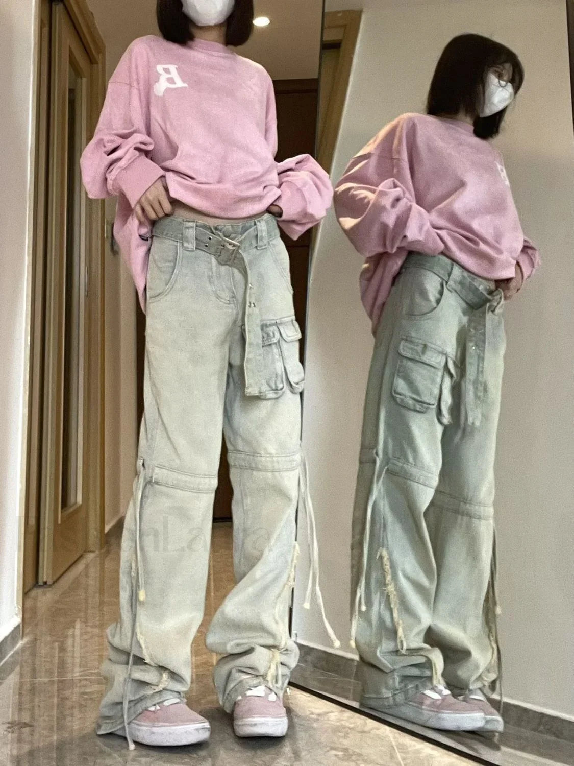 Function Pocket Graceful Boyfriend Cargo Jeans