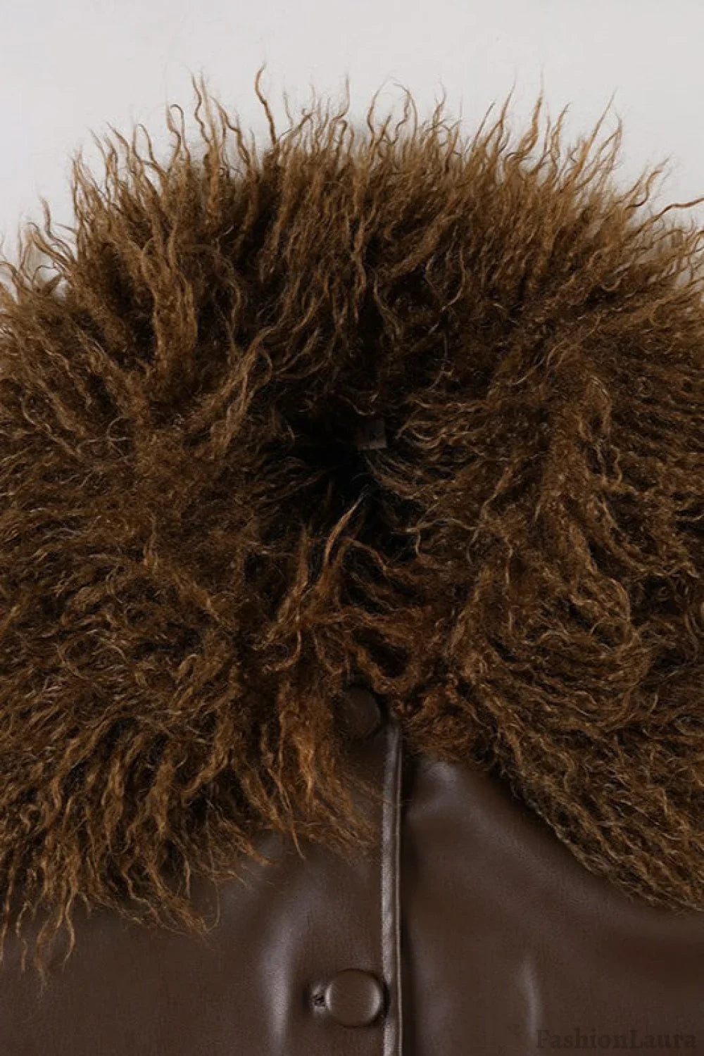 Fur Collar Leather Spliced Jacket