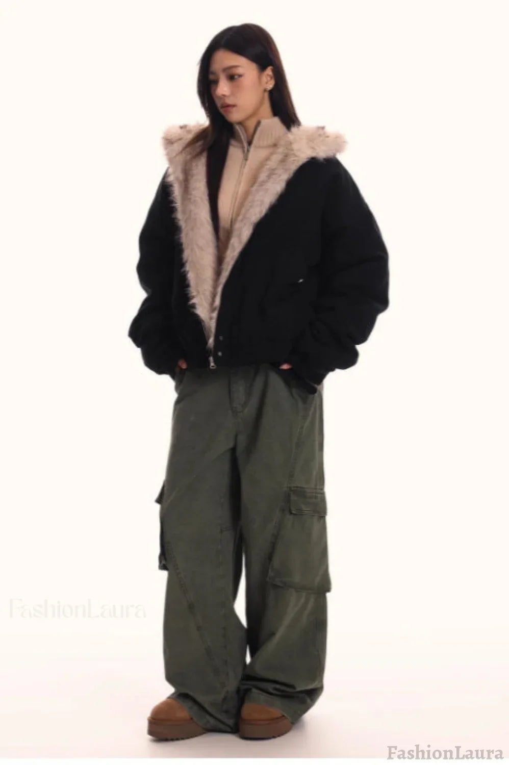 Fur Hooded Insulated Jacket