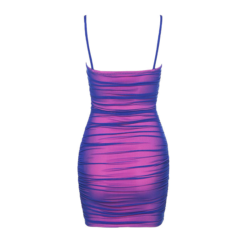 Mesh Spaghetti Strap Ruched Bodycon Slip Mini Dress