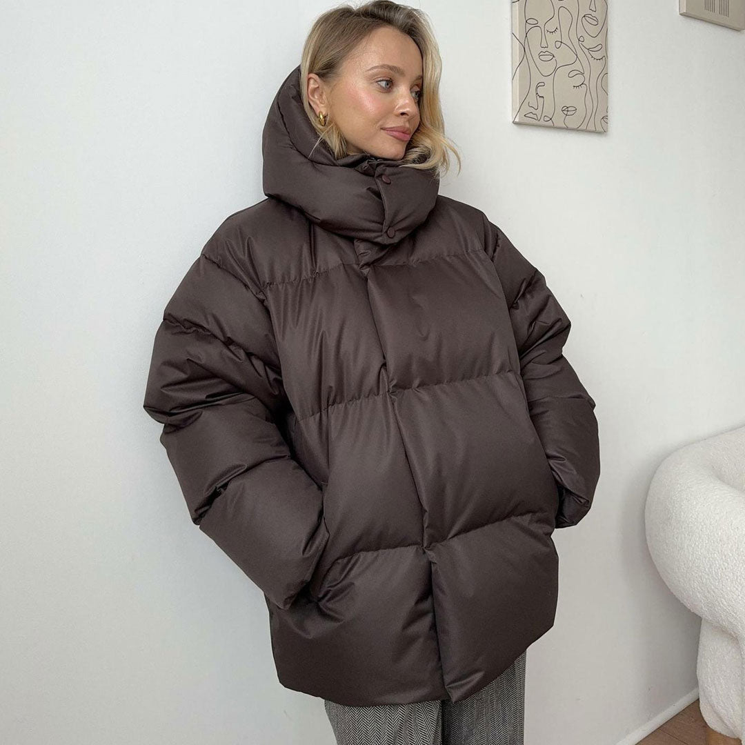 Futuristic Two Way Hooded High Neck Zip Up Winter Oversized Puffer Coat