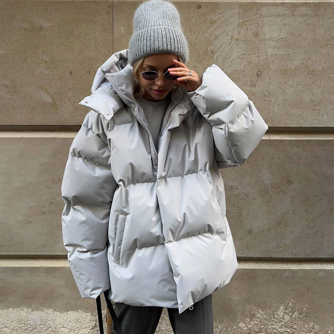 Futuristic Two Way Hooded High Neck Zip Up Winter Oversized Puffer Coat