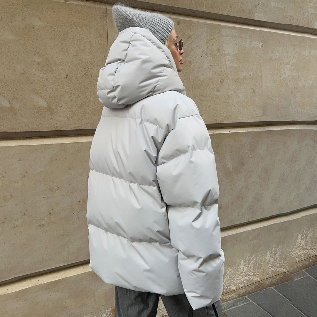 Futuristic Two Way Hooded High Neck Zip Up Winter Oversized Puffer Coat