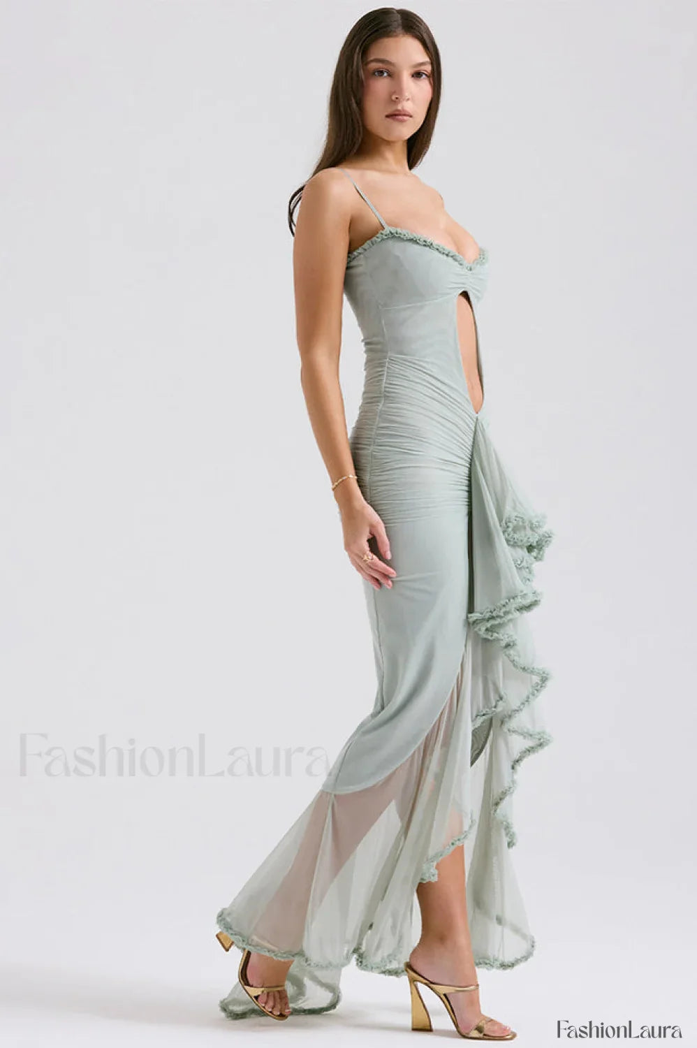 Gabriella Light Stylish Peach Ruffle Dress