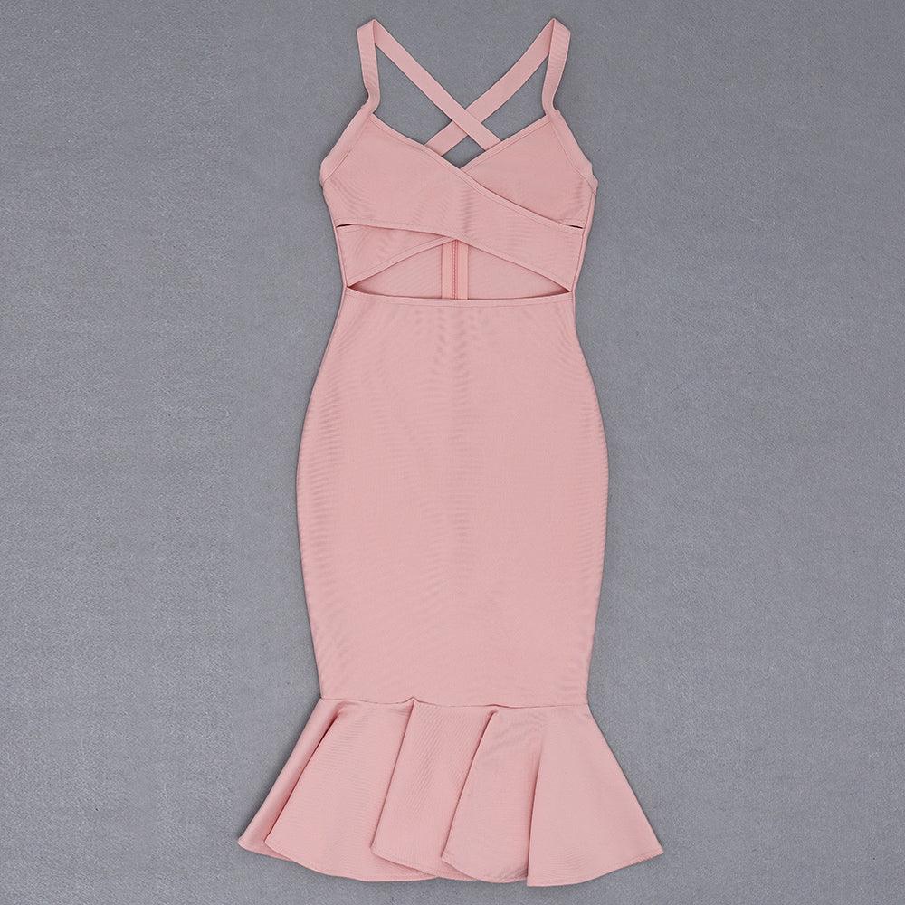 Gail Twist Front Cut Out Mermaid Hem Dress