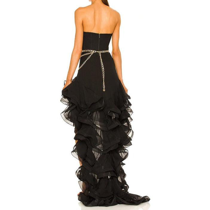 Galena Strapless Ruffle Hem Dress