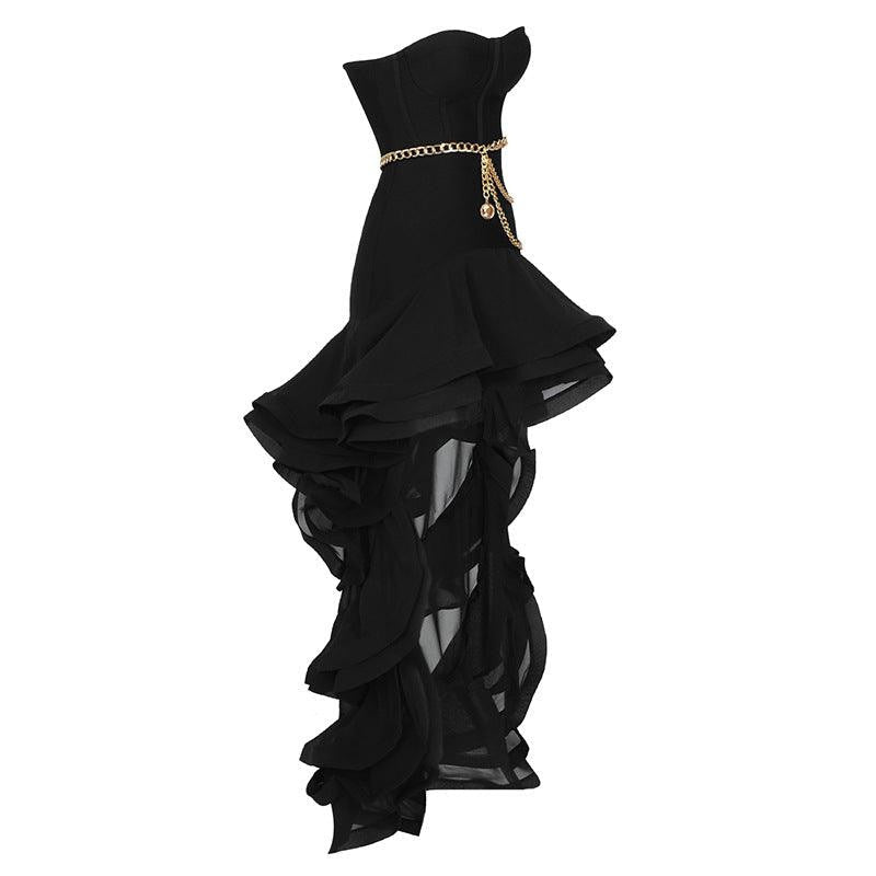 Galena Strapless Ruffle Hem Dress