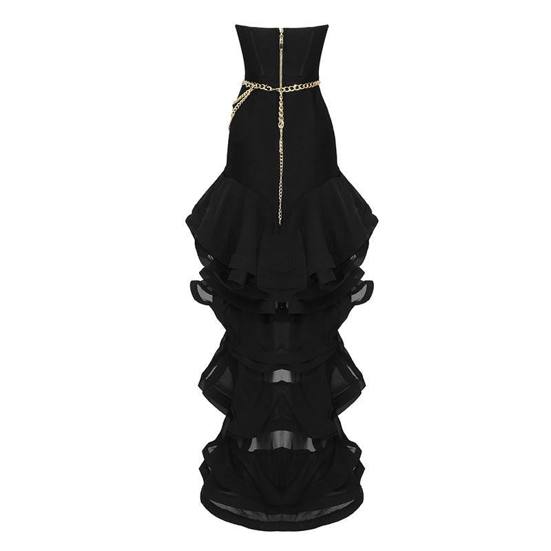 Galena Strapless Ruffle Hem Dress