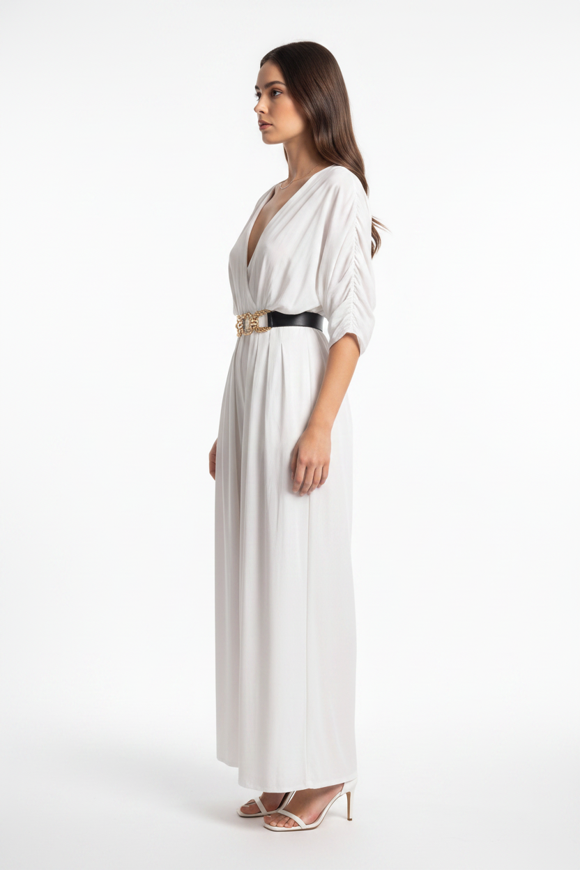 Elegant Casual Backless Jumpsuit with Adjustable Straps & Wide Legs