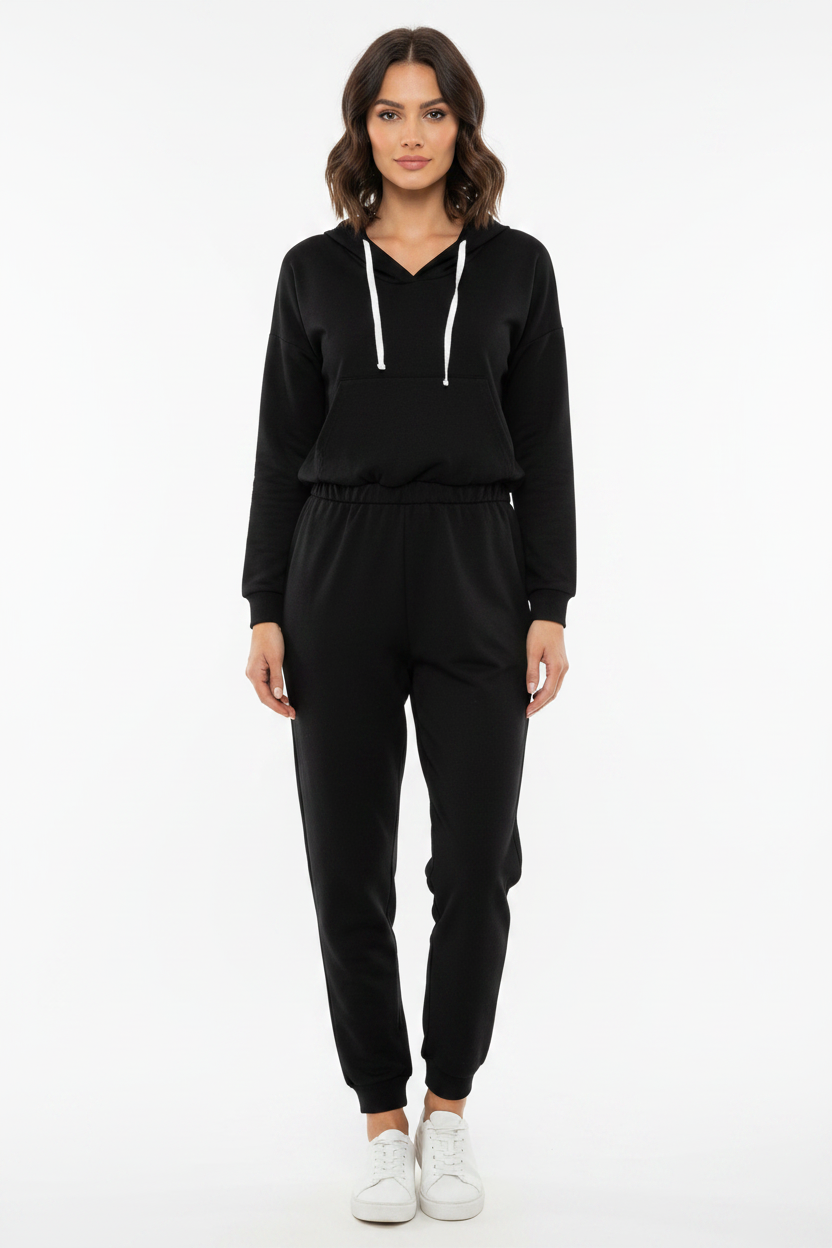 Trendy Hooded Cuffed Jumpsuit for Women | Soft Fabric & Adjustable Wai