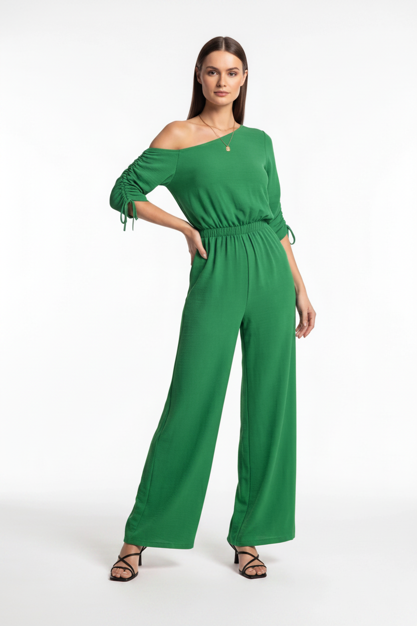 Chic Comfortable Wide Leg Jumpsuit with Adjustable Straps & Pockets