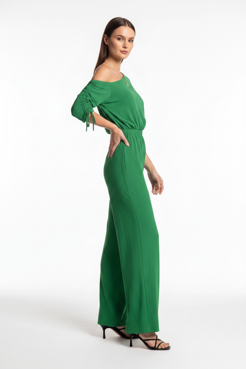 Chic Comfortable Wide Leg Jumpsuit with Adjustable Straps & Pockets