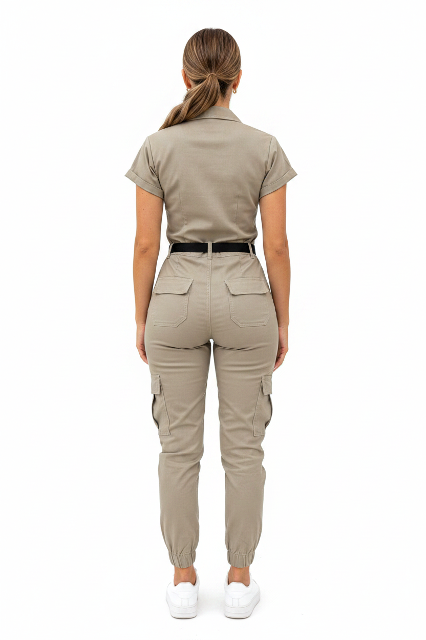 Chic Casual Short Jumpsuit for Women with Pockets & Adjustable Straps