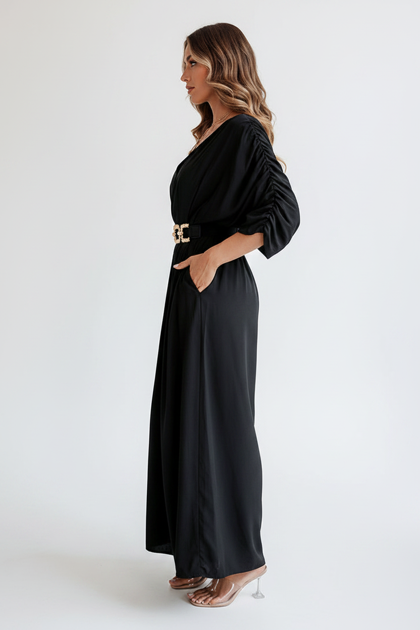 Elegant Casual Backless Jumpsuit with Adjustable Straps & Wide Legs