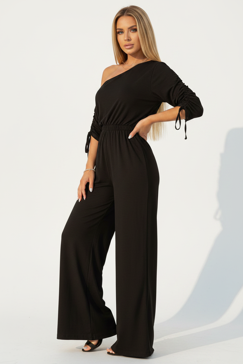 Chic Comfortable Wide Leg Jumpsuit with Adjustable Straps & Pockets