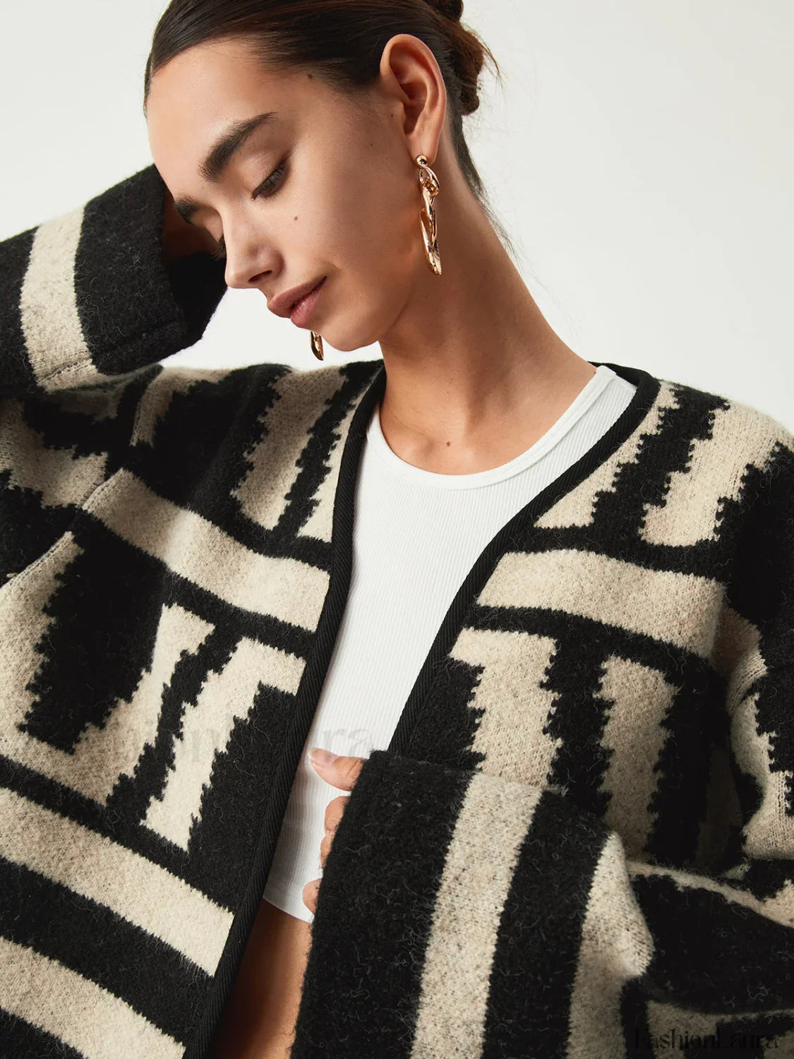 Geometric Print Graceful Kimono Cardigan