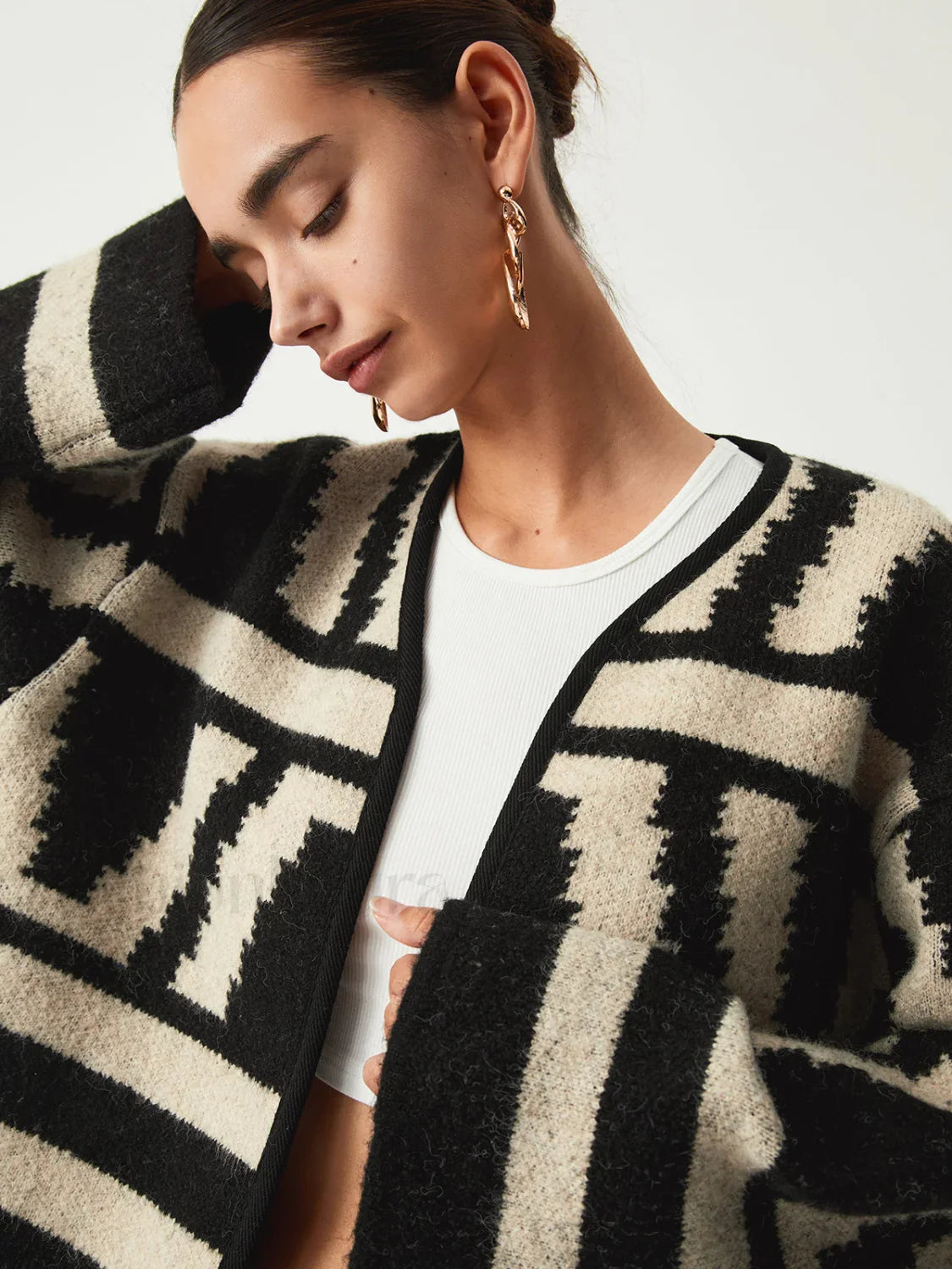 Geometric Print Graceful Kimono Cardigan