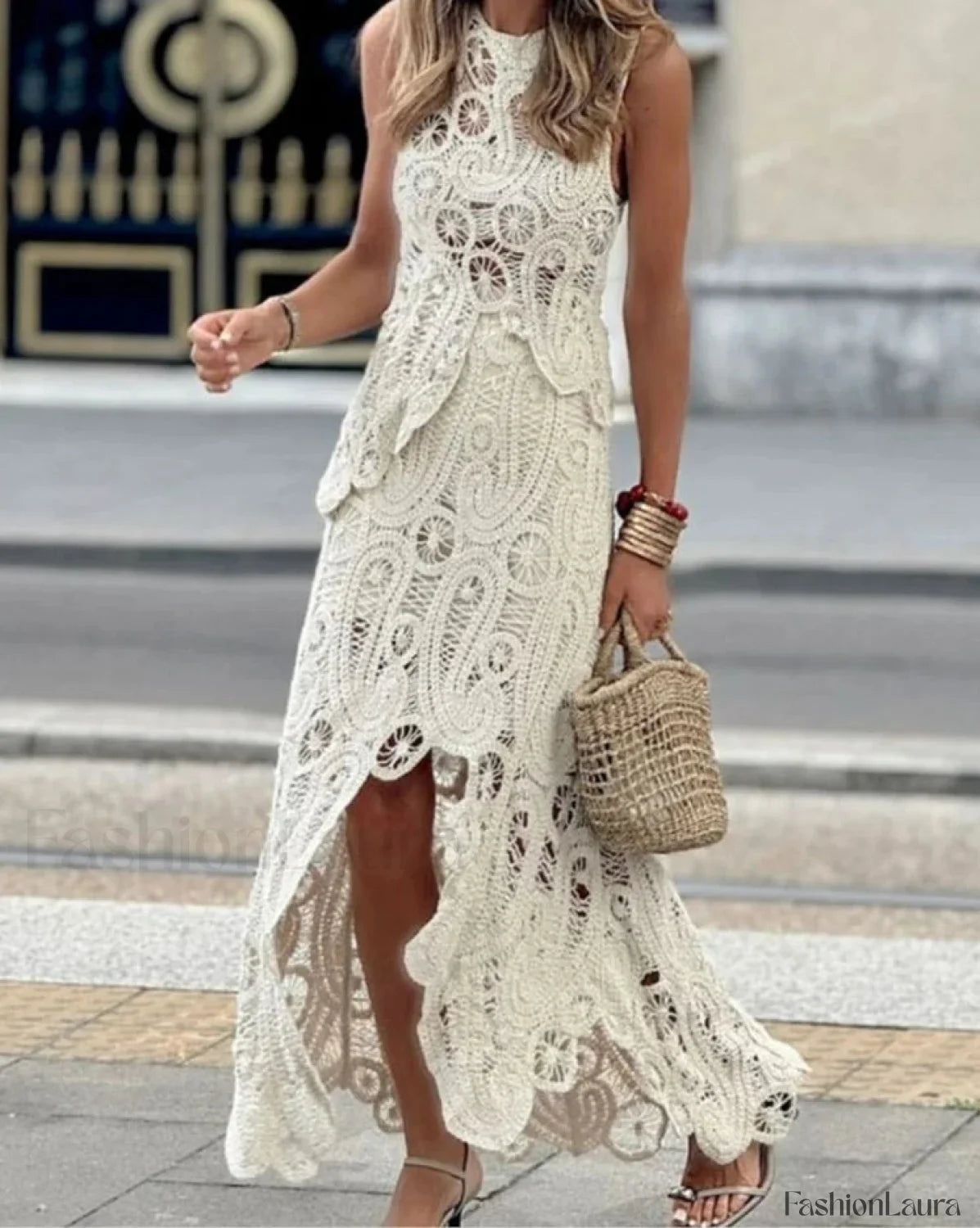 Geometric Strapless Boho Dress