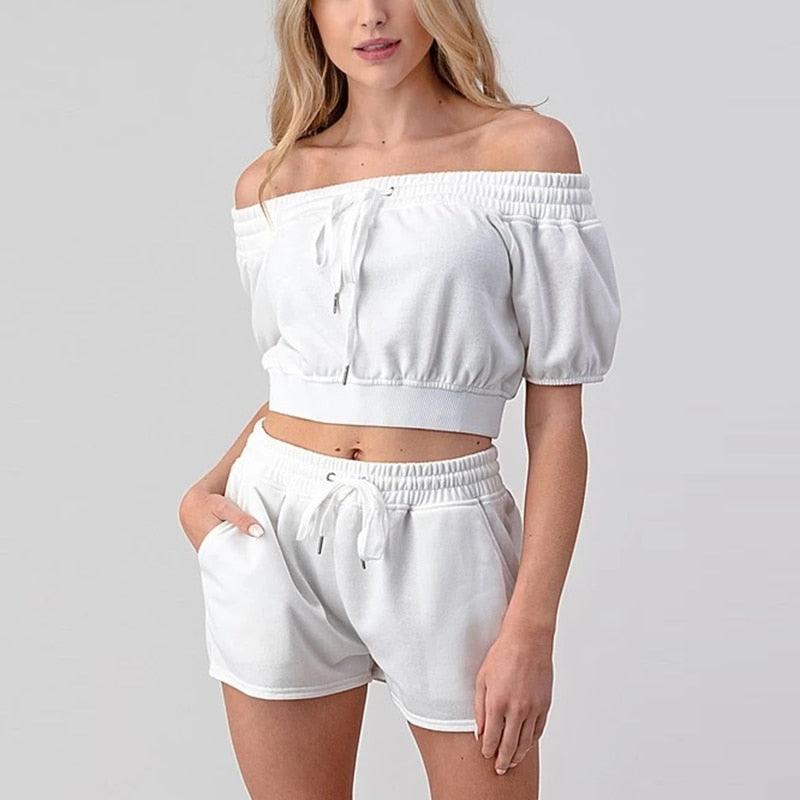Georgia Off Shoulder Crop Top & Mini Shorts Set
