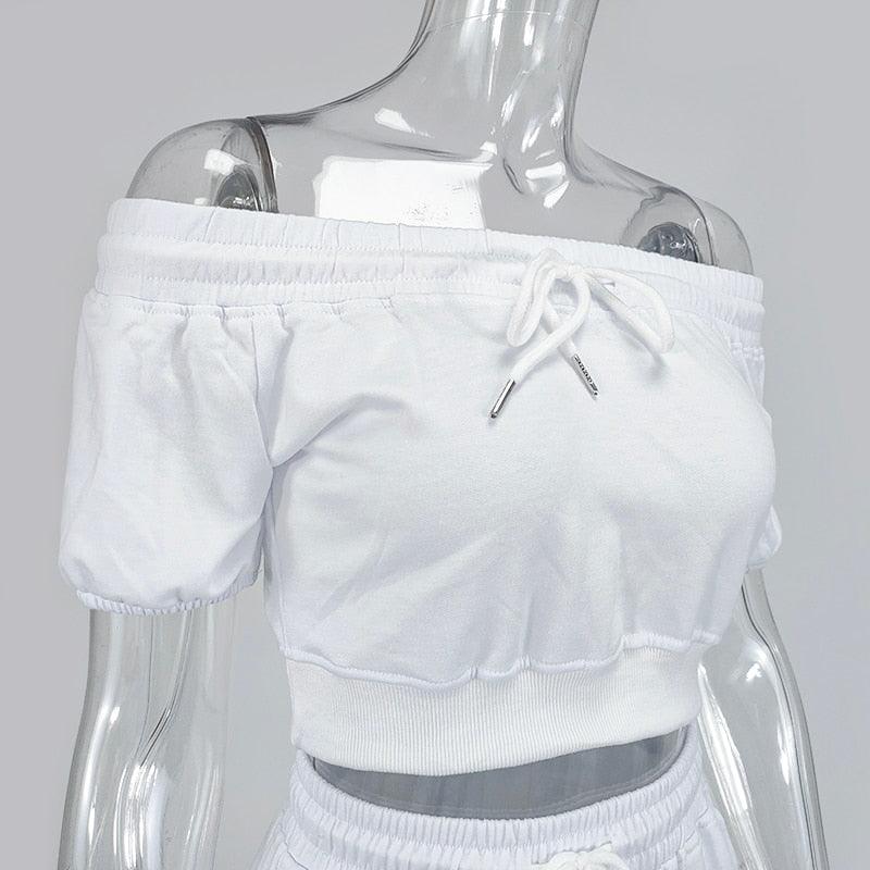 Georgia Off Shoulder Crop Top & Mini Shorts Set