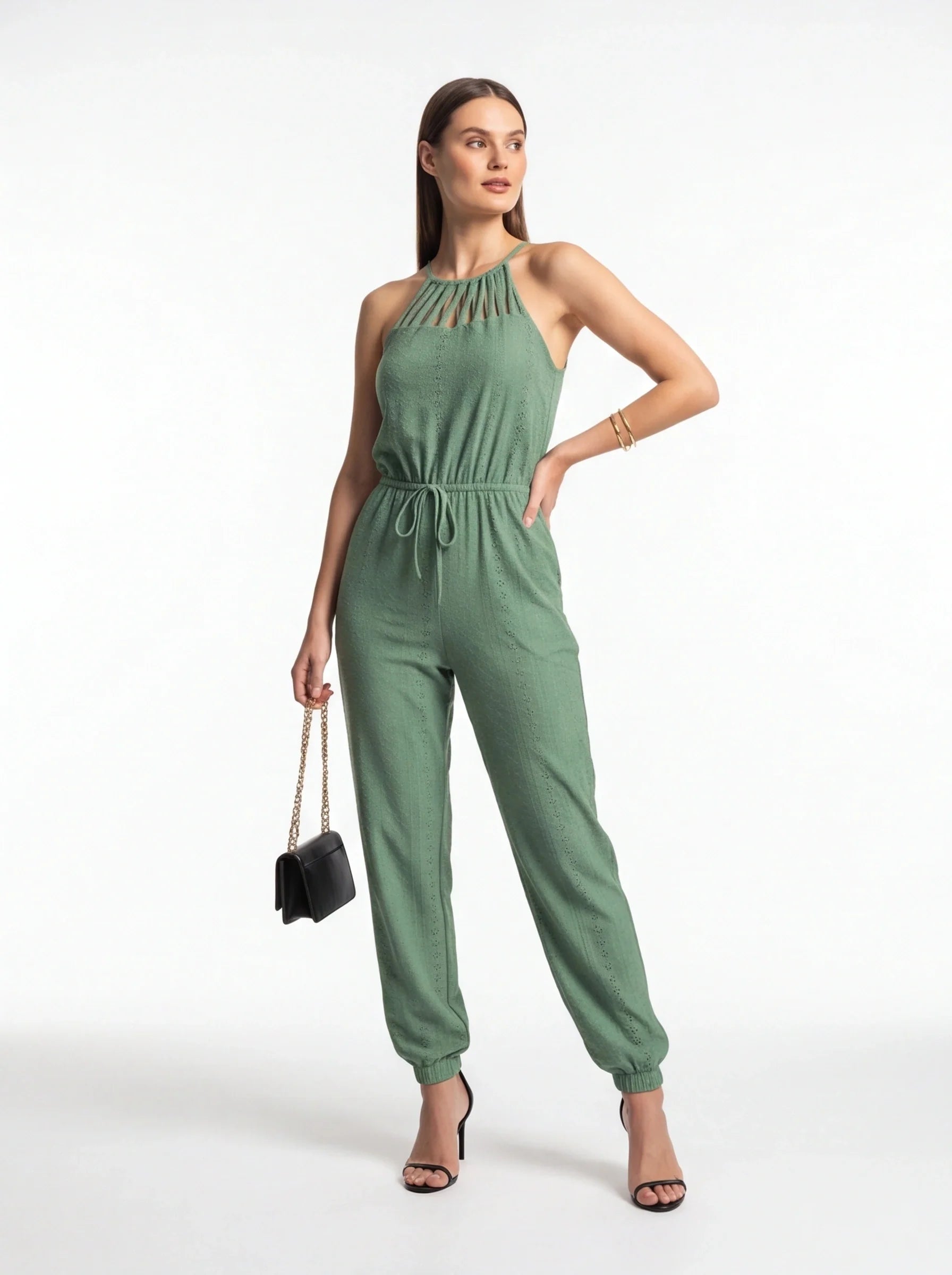 Elegant High-Waist Jumpsuit | Breathable Fabric & Flattering Fit