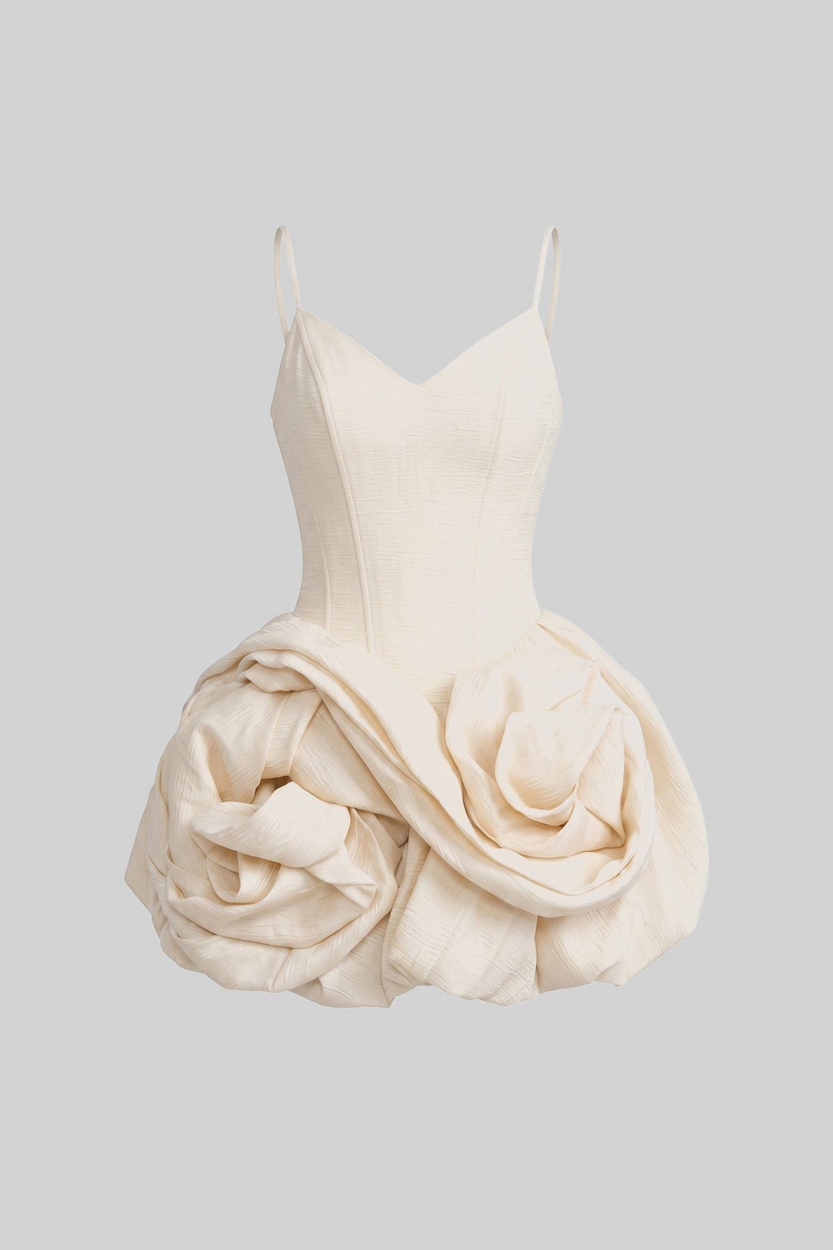 Spaghetti Strap V-Neck Corset Bodice Rosette Skirt Mini Dress 2