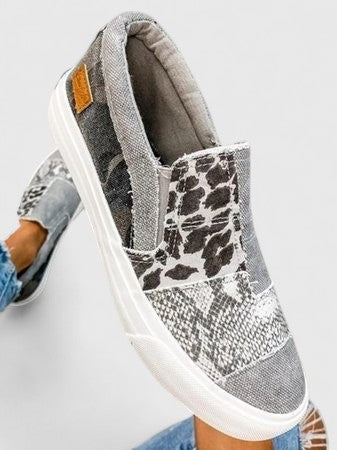 Leopard Snake Print Slip On Platform Sneakers