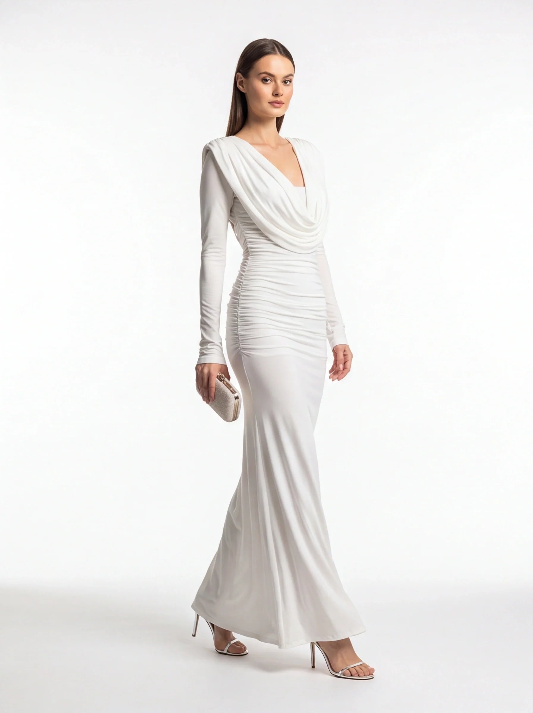 Elegant Backless Black Maxi Dress with Adjustable Straps & Flowing Sil - Jamota
