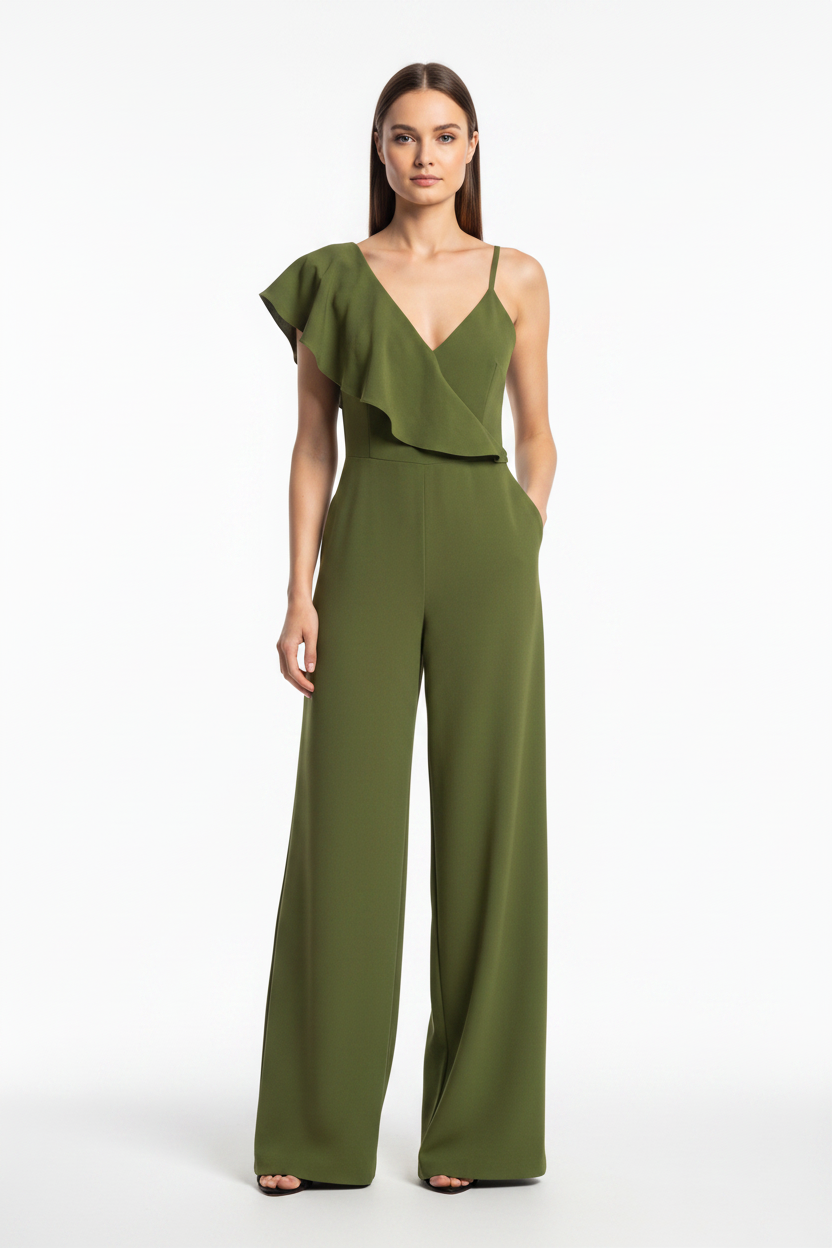 Violet Stylish Wide-Leg Jumpsuit with Pockets and Adjustable Straps