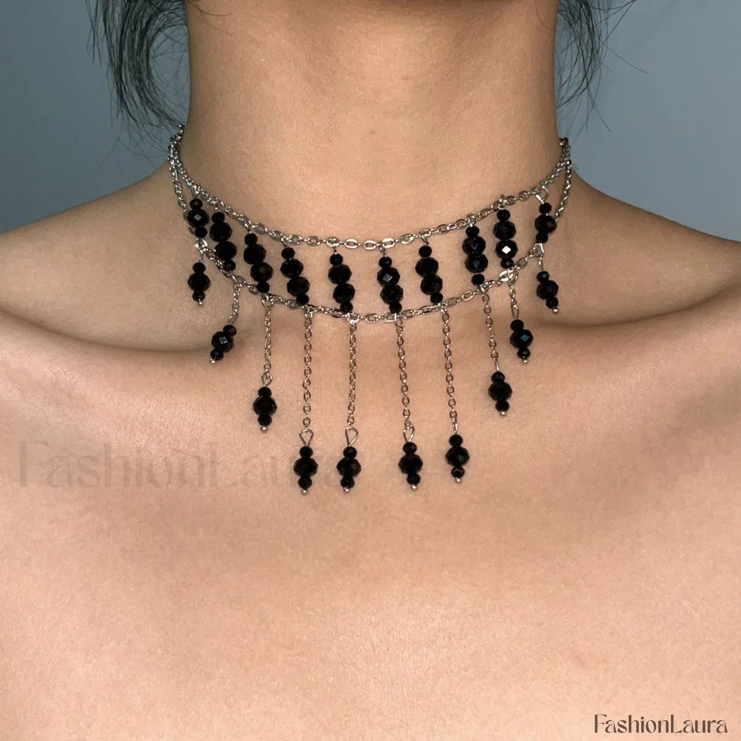 Gothic Black Design Choker Original Tassel Necklace